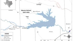 The Marvin Nichols Reservoir, if built, would flood a large section of the Sulphur River valley.