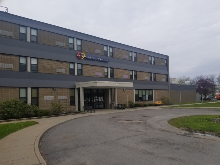 Ellicott Center for Rehabilitation and Nursing in Buffalo, as seen in May of 2020. The nursing home is one of 250 across the state to file a lawsuit against New York's profit cap mandate.