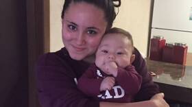 Katherine Peraza with her her 3-month-old son.