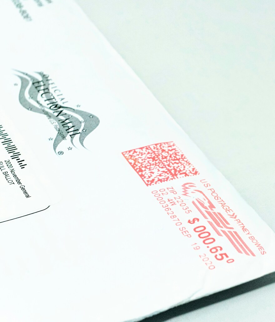 A white ballot envelope.