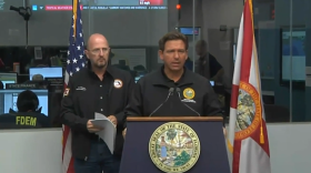 With Tropical Storm Debby on its way out, Florida Governor Ron DeSantis spoke at the Emergency Operations Center briefing on Hurricane Debby. DeSantis wants Floridians to not become complacent. Aug., 5, 2024 (The Florida Channel)