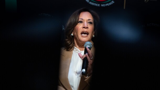 Kamala Harris, former Vice President and 2024 Presidential candidate, speaks during the National Action Network (NAN) Convention in New York, Friday, April 10, 2026. (AP Photo/Angelina Katsanis)