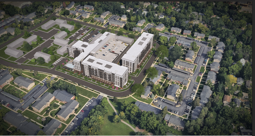 Rendering of the proposed Woodbury Gardens expansion in Ann Arbor.
