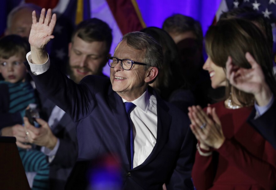 DeWine waves to supporters in Columbus on Nov. 6, 2018. That night, the Republican beat Democrat Richard Cordray for Ohio's top job 50-47 during the midterm elections.