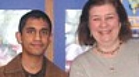 Varghese Jacob with teacher Helen Bradley