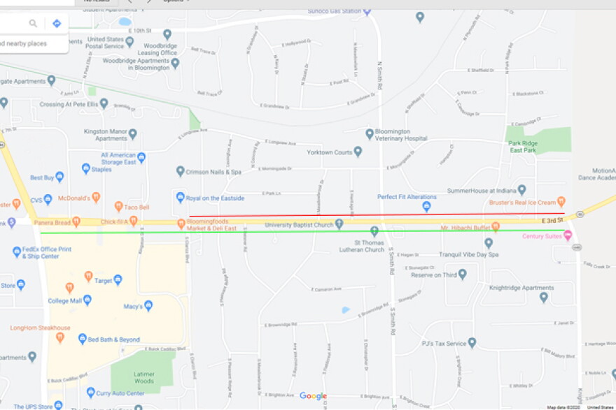 Google Map of SR 46 lane changes