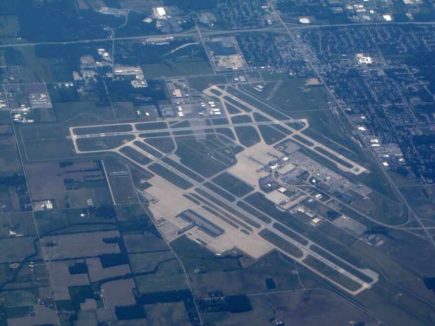 An aerial image of the Dayton International Airport.