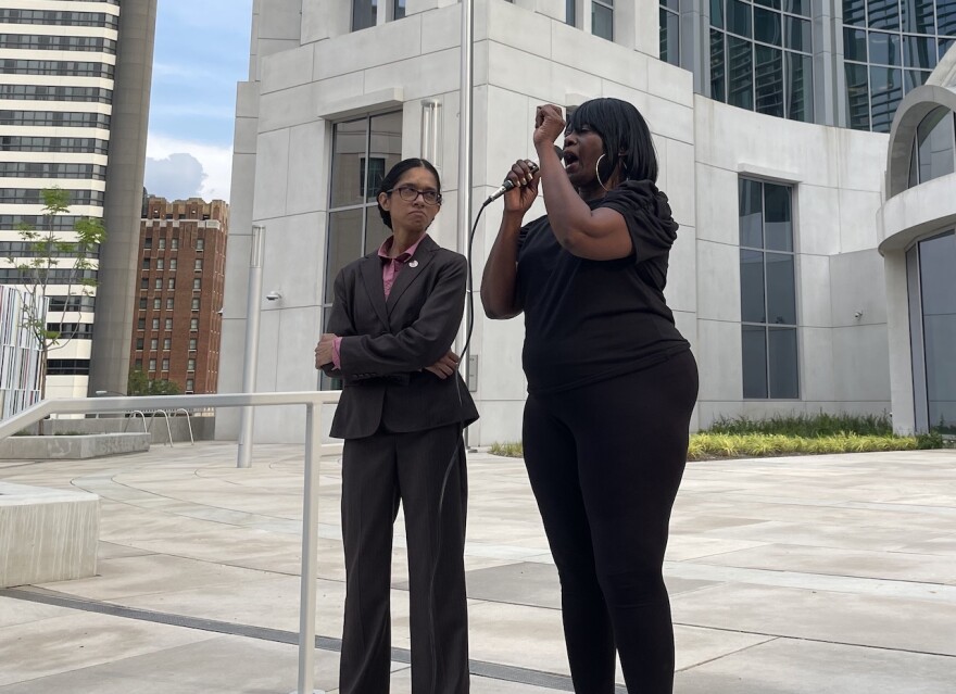 Rev. Venita Lewis (right) is a Civil Rights activist and singer from Nashville who says the looming abortion ban in Tennessee will disproportionately hurt Black women, who account for roughly half of the terminated pregnancies in the most recent data available for the state.