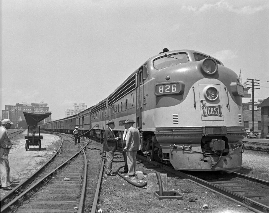 This photo of the Dixie Flyer passenger train in Chattanooga was taken in 1953, part of the EPB collection of images at ChattanoogaHistory.com.  Contributed photo from EPB.