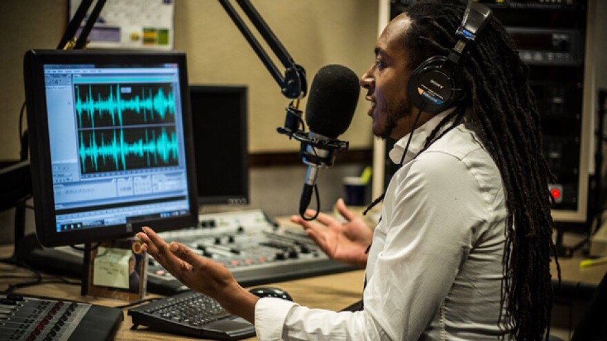 Garrett McQueen in radio studio