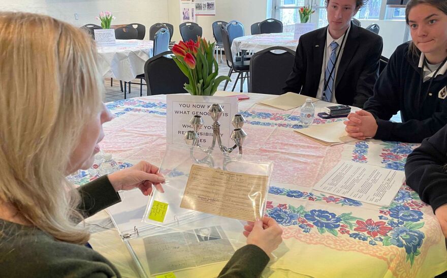 Students at John Carroll High School participate in an activity during 'Lessons of the Shoah,' a day of learning centered on the Holocaust of WWII. Photo: JCS