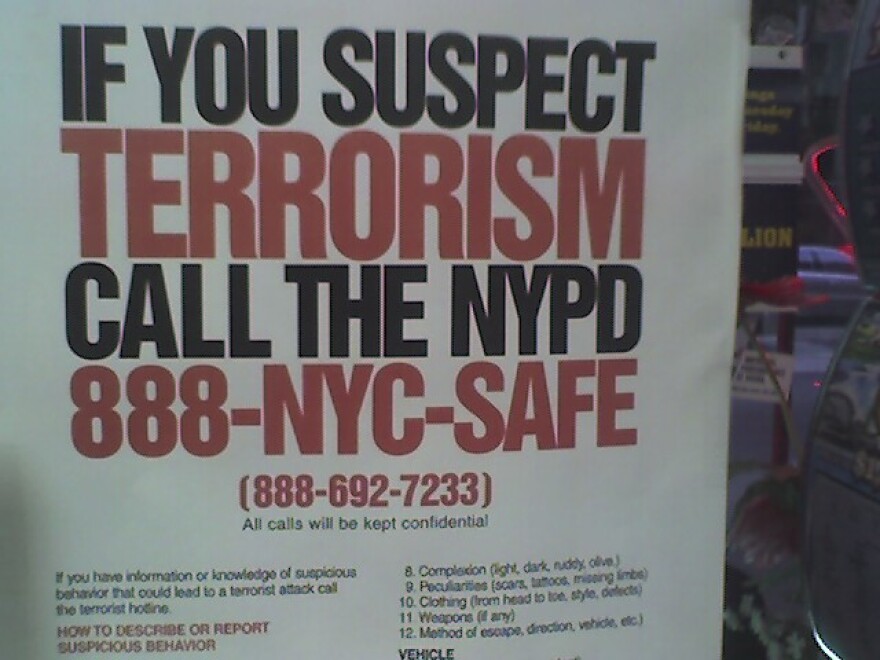 A poster on reporting suspected terrorism in New York City, 2007.