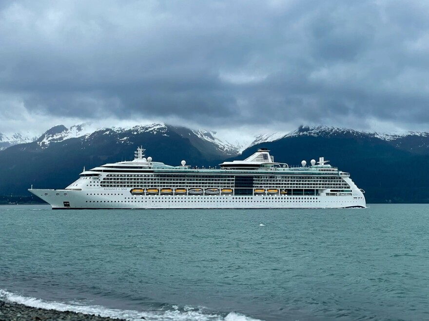 The Crystal Serenity cruise ship in Seward, preparing for a cruise through the Northwest Passage in 2016. Ongoing construction work on a new dock has forced ships to reroute to Whittier this month.