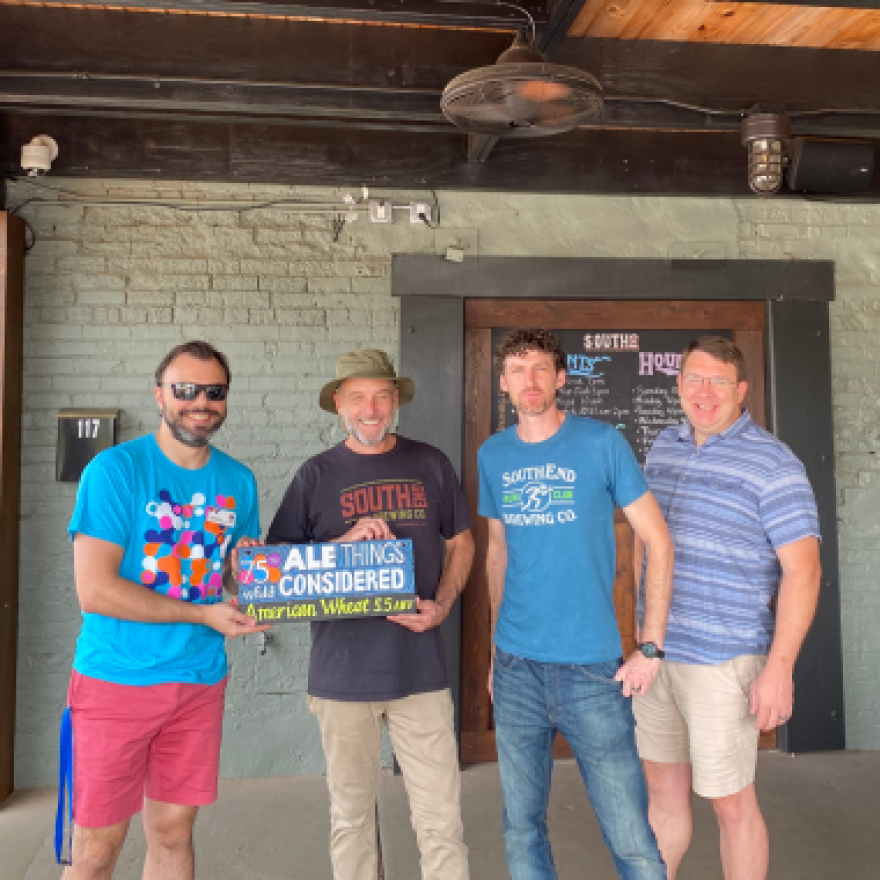 Image of WFDD staff and patrons at the Greensboro location of SouthEnd Brewing