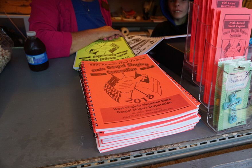 The campground's bookstore sells the convention annual, a yearbook featuring photos and contact information for all the groups that sang the previous year. Photo by Zack Harold