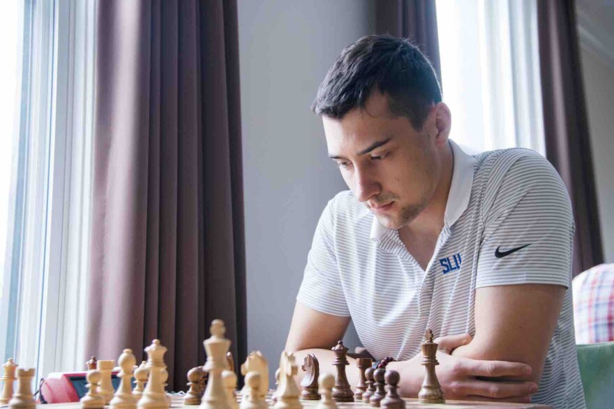 St. Louis University Chess Team member Dariusz Swiercz.