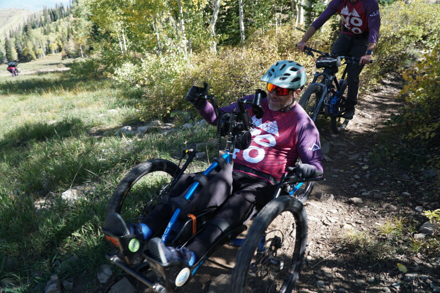 An adaptive rider on course during the MOFO ride Saturday.