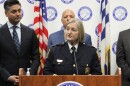 Newly-selected Cincinnati Police Chief Teresa Theetge at a press conference formally announcing her new job.