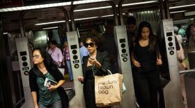 The New York City subway system at rush hour. 