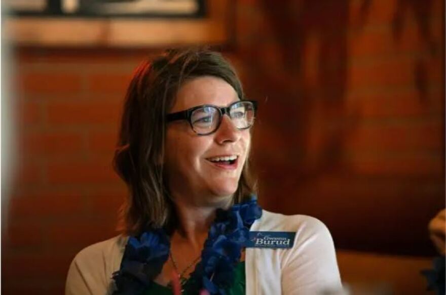  Democrat Gwenn Burud during her 2018 campaign for state Senate. Burud is again running in Tarrant County to unseat Republican incumbent Kelly Hancock. Support for “reproductive rights and individual liberty” is the first item on her platform these days, and she’s quick to discuss the issue with voters. 