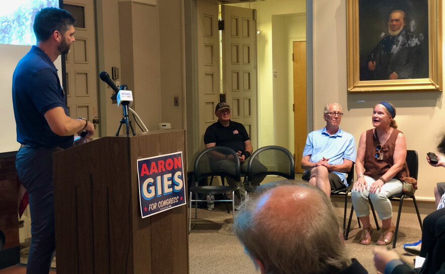 NY23 Democratic Party and Working Families Party candidate Aaron Gies answers voter questions in Jamestown.