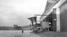 The first Boeing airplane, the Bluebill, B&W Model 1, assembled and launched from Seattle's Lake Union