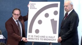 The Bulletin of the Atomic Scientists announced during a news conference Thursday that its advisory group is moving the Doomsday Clock 30 seconds closer to midnight.