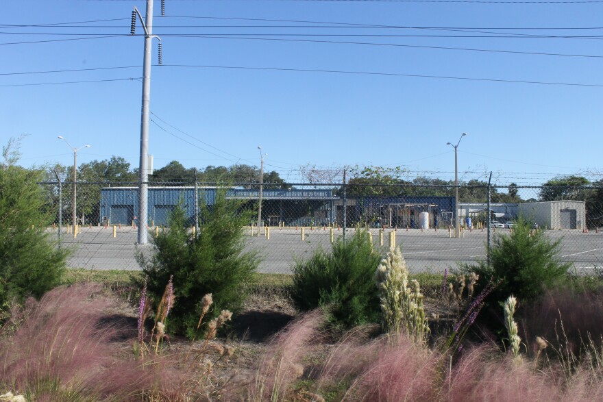 The former Regional Transit System site on Southeast 10th Avenue and the proposed site for a 2,500-seat amphitheater. The proposal has been met with marked opposition among residents who note potential issues with noise, parking, gentrification and a decreased emphasis on nearby Bo Diddley Community Plaza. (Alyssa Weiss/WUFT News)