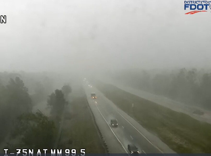 Heavy rains were also moving through the brush fire areas on Monday afternoon.