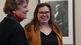 Deborah L. Hughes (left), outgoing president & CEO of the National Susan B. Anthony Museum & House, joined her successor Allison Hinman (right) for the leadership change announcement on Dec. 8, 2025 at the museum. Hinman, currently the museum’s chief operating officer, will take over on Jan. 2, replacing Hughes, who has led the institution for more than 18 years.