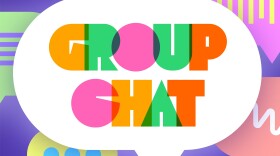 chat bubble with text "Group Chat" surrounded by other colorful chat bubbles over a purple background with the  WBFO NPR logo in the top left corner