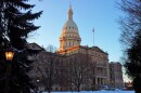 The Michigan capitol in winter.