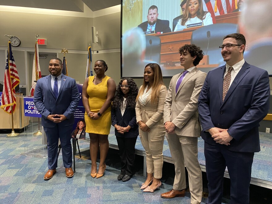 Democratic Congresswoman Sheila Cherfilus-McCormick takes photos ahead of Broward College event where she presented the school with a $3 million grant.