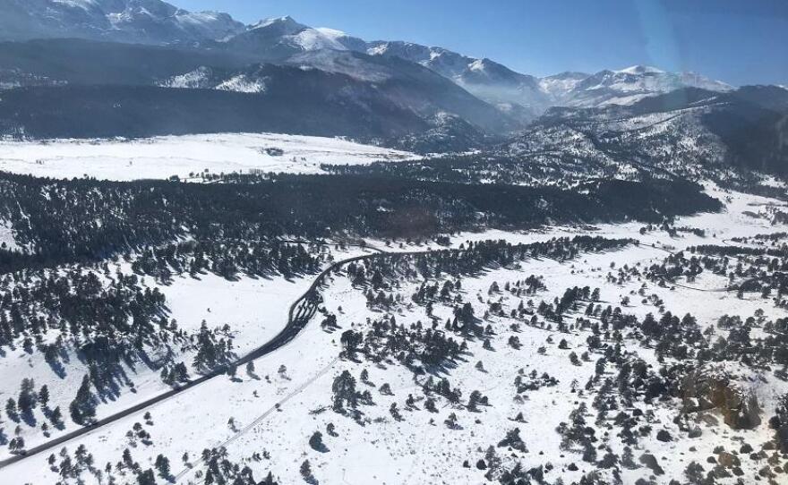 Photo of Rocky Mountain National Park from a recon flight on Tuesday, Oct. 27.