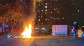East Lansing Mayor Jessy Gregg captured this photo of a fire during her ridealong with city police following Michigan State University's win against the University of Michigan football team on Saturday, Oct. 20, 2021.