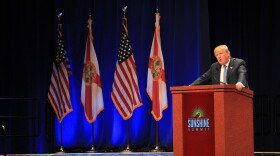 Donald Trump speaks at GOP Sunshine Summit in Orlando, Florida on Nov. 13, 2015. (Ariella Phillips/WUFT News)