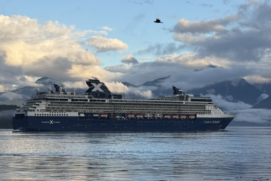 The cruise ship Celebrity Summit motors through British Columbia's Blackfish Sound, a hotspot for orcas and humpback whales, on Aug. 27, 2026.
