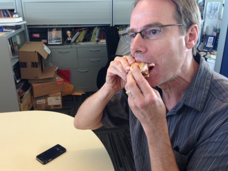 At this point, we have yet to tell Robert it's a veggie burger.