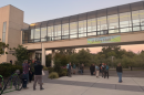 People gather outside Eugene City Hall on Monday, Sept. 14, after the council chambers reached capacity. The meeting included a 90-minute public comment section where speakers called for restrictions on data center development.