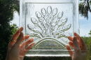 Example of kiln-carved glass tile that ceramic sculptor Lauren Shapiro will incorporate into 'What Is Gathered Remains' installation at Naples Botanical Garden.