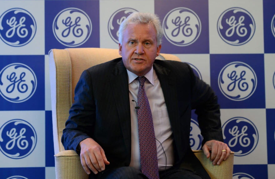 Jeffrey Immelt addresses a press conference in New Delhi on Sept. 21, 2015. (Sajjad Hussain/AFP/Getty Images)