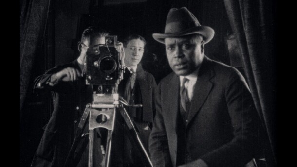 Oscar Micheaux directing, circa 1920. For years, his movie "Within Our Gates" (1920) was considered a lost film until a lost print was discovered.