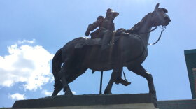 The statue of William Henry Harrison in Downtown's Piatt Park.