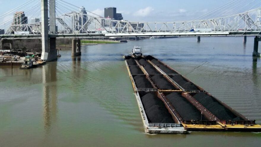 A coal barge on the Ohio River in Louisville.