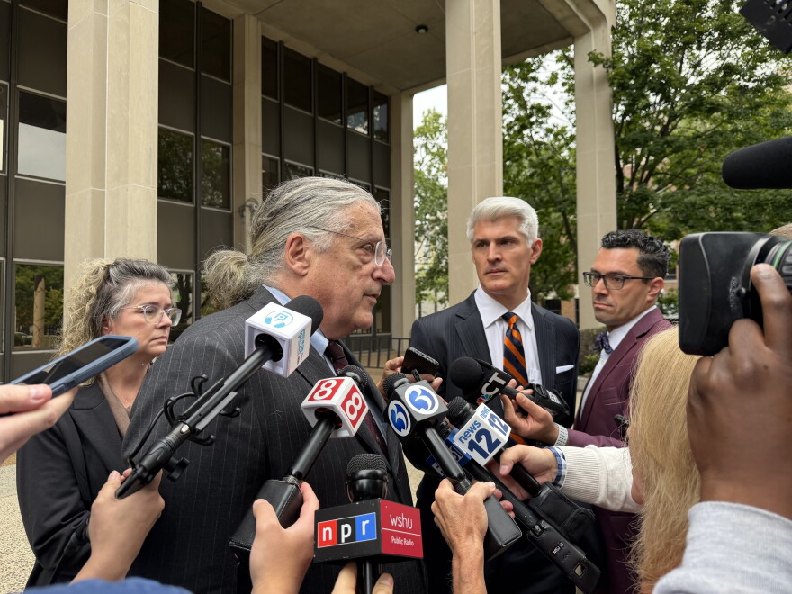 Norm Pattis speaks to reporters outside of the courthouse on Wednesday, September 30.