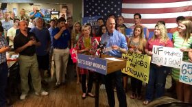 Governor Rick Scott urges attendees of a rally in Gainesville to vote early and to encourage others to do the same. The stop was one of many on a Get Out the Vote bus tour on October 28th, 2014.