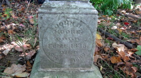 Gravestone of the son of the patriot John Beach Moore II in a Moore family cemetery.
