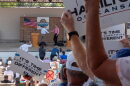 The Rev. Adam Hamilton, a Democrat, and Republican U.S. Sen. Roger Marshall appear on the debate stage on Sept. 12, 2026, at the Kansas State Fair in Hutchinson.