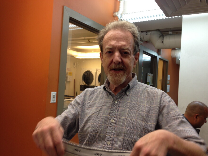 Totten has been homeless since May. He brings his laundry to the Hygiene Center in Pioneer Square. 