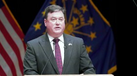 FILE - In this Jan. 11, 2021 file photo, Indiana's attorney general Todd Rokita speaks, in Indianapolis. Indiana's attorney general took aim Friday, May 1, 2021, at Gov. Eric Holcomb's attempt to block a new law giving state legislators more authority to intervene during public emergencies declared by the governor.